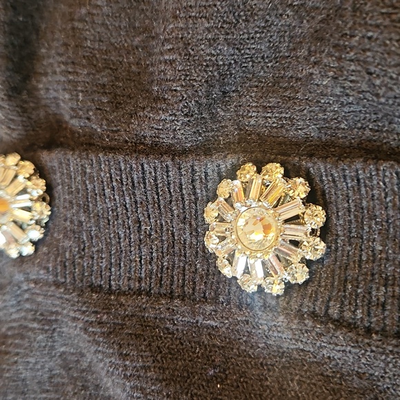 Express Jewel Embellished Faux Button Puff Sleeve Sweater Cardigan Size Small - Picture 12 of 13